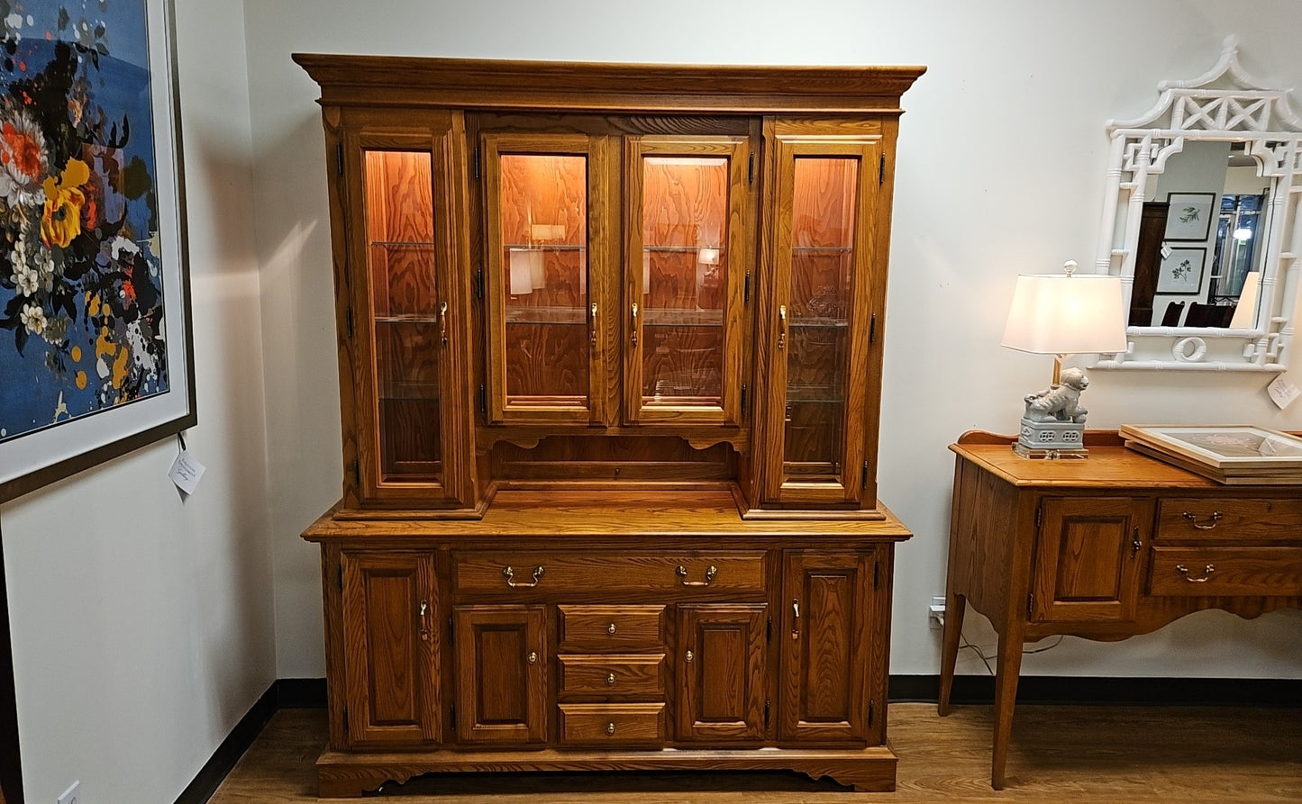 S.Bent & Bros. Ash Server w/ Lighted Hutch