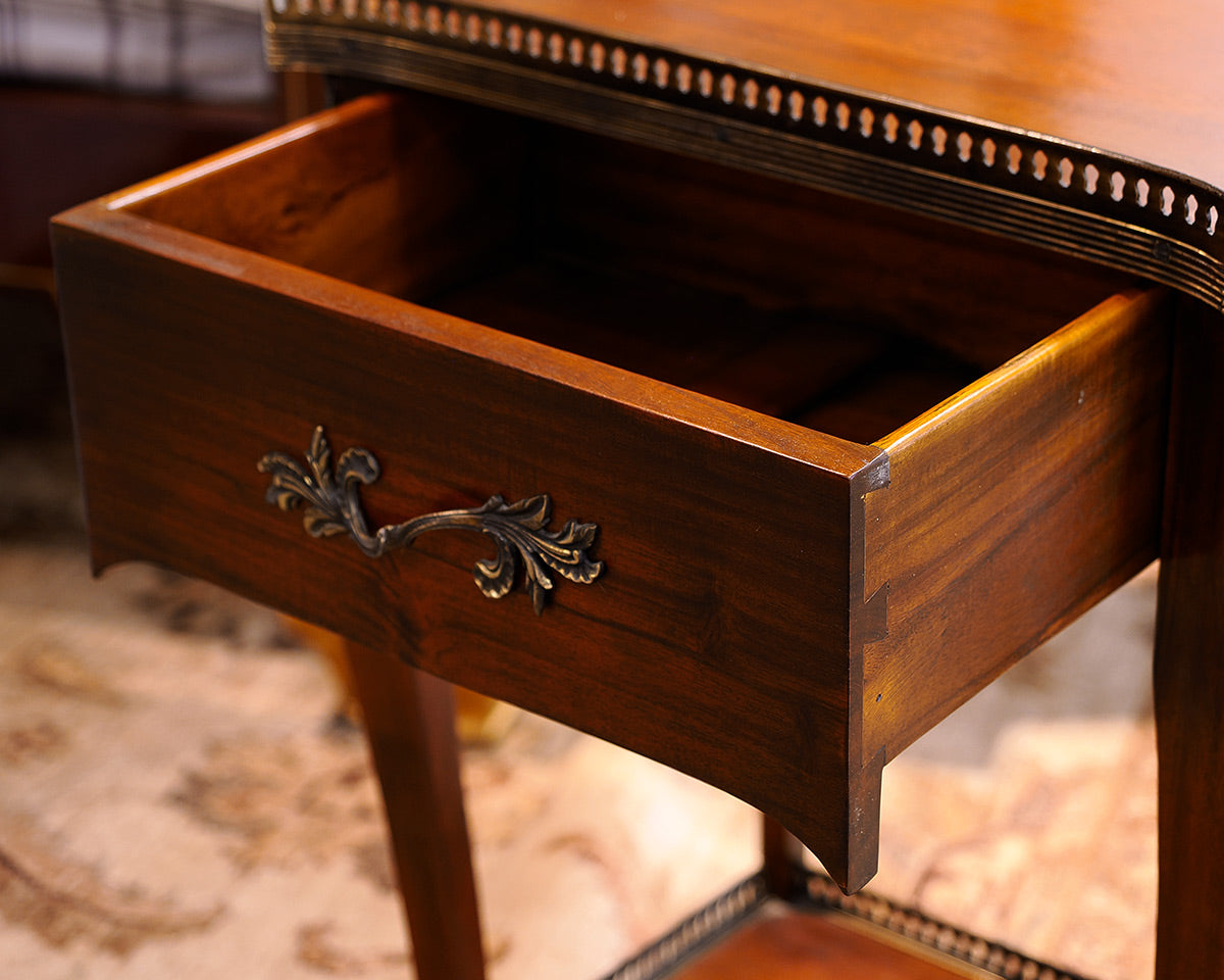 Mahogany Traditional Accent Side Table With Metal Trim