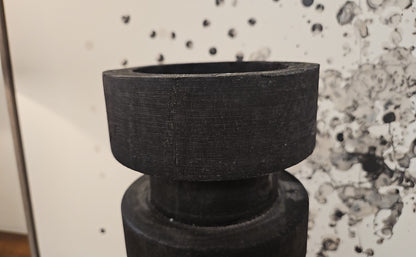Large Black Turned Wood Candle Holder