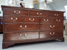 Drexel Mahogany 7 Drawer Triple Dresser with Brass Chippendale Handle Pulls