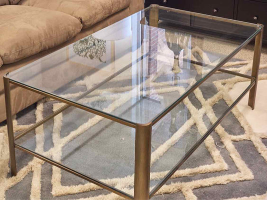 Brass Base Glass Top Cocktail Table