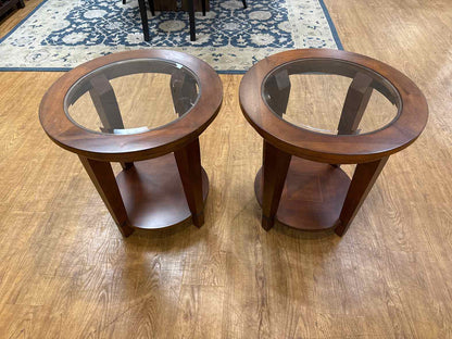 Bassett Pair of Round Side Tables