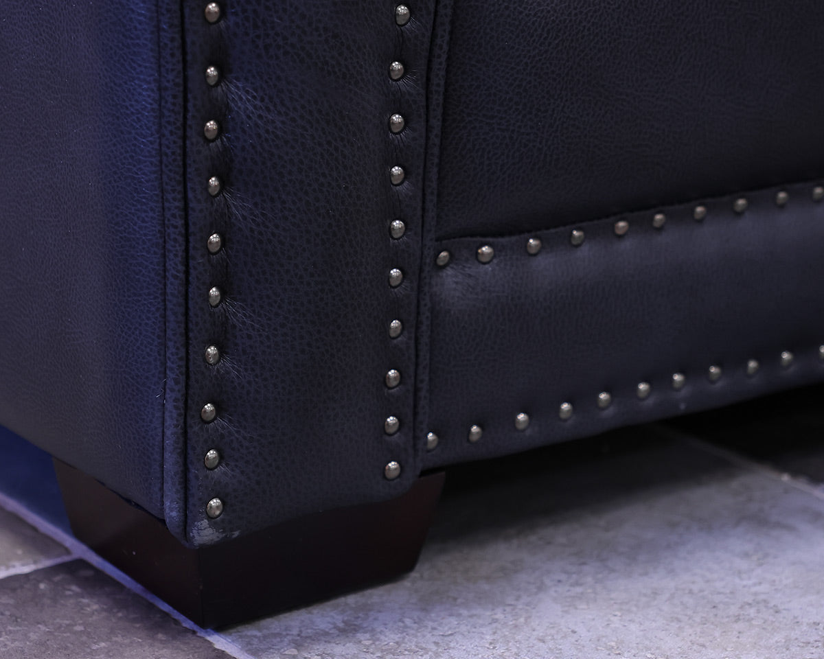 Deep Blue 3- Cushion Leather Sofa