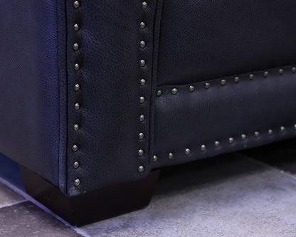 Deep Blue 3- Cushion Leather Sofa