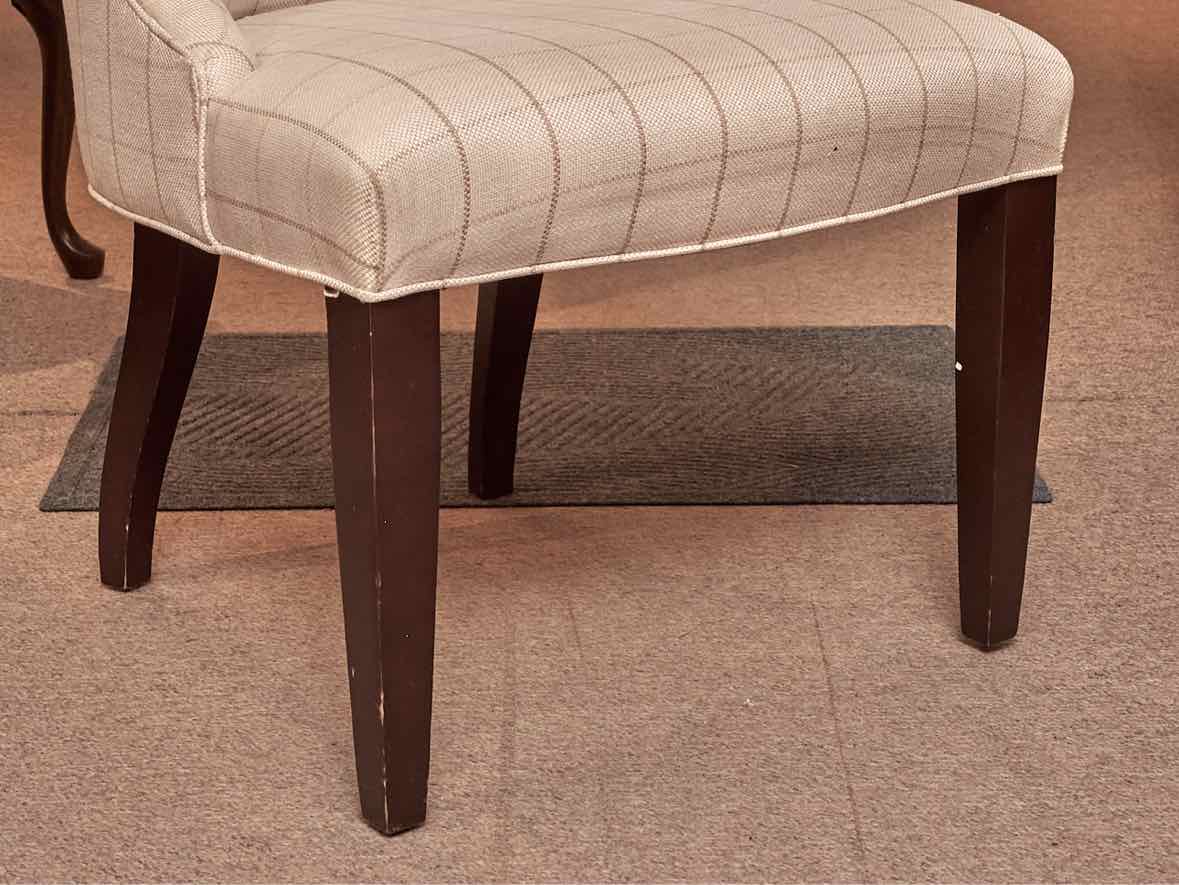 Pair of Host & Hostess Ivory Buffalo Plaid  Dining Chairs