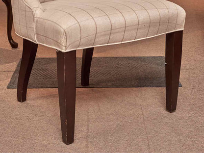 Pair of Host & Hostess Ivory Buffalo Plaid  Dining Chairs