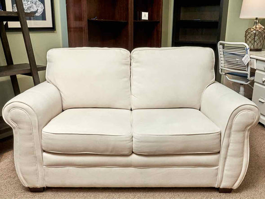 Ivory Upholstered  Rolled Arm Loveseat