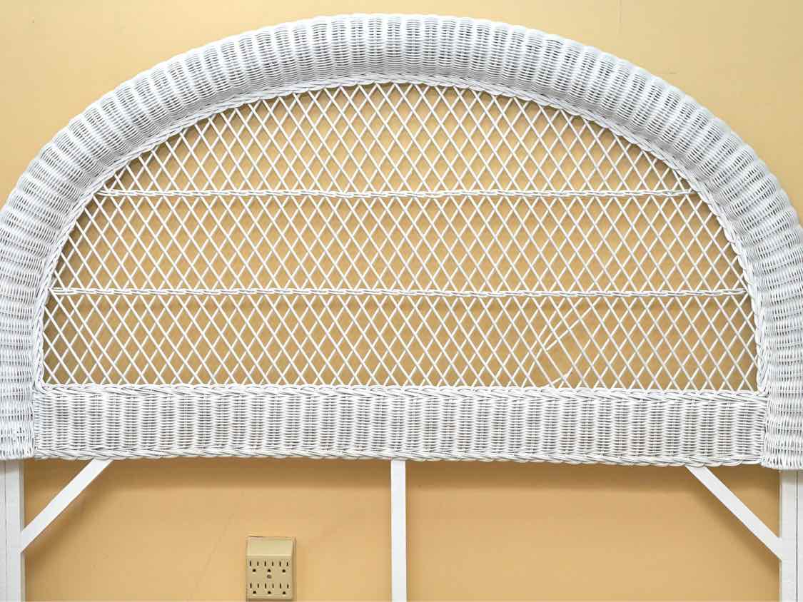 White Wicker Full Headboard
