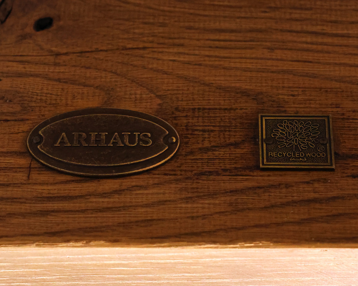 Arhaus Wilhelm Expanding Dining Table in Drifted Finish with Inset Bluestone Top