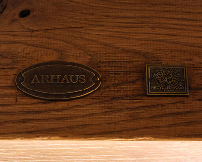 Arhaus Wilhelm Expanding Dining Table in Drifted Finish with Inset Bluestone Top