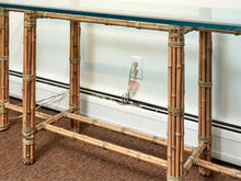 McGuire Glass Top Bamboo Base  Console