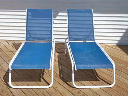 Pair of Telescope ' Gardenella' Sling Armless Casual Outdoor Lounge Chairs
