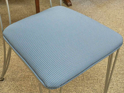 Set of 10 Regal Dining Chairs in Blue Uphostery with Silver Finish Frame
