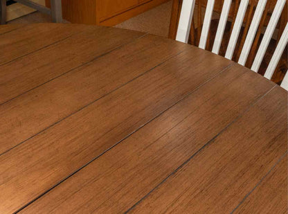 Universal Round  Ash Plank Top Cream Finish Pedestal  Table & 6 Chair Set