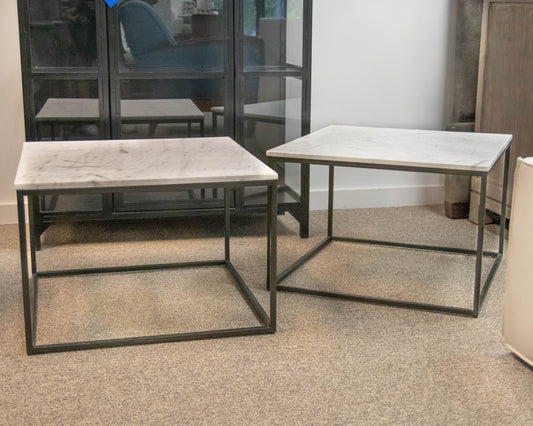 Pair of Pottery Barn 'Delaney' Square Side Tables