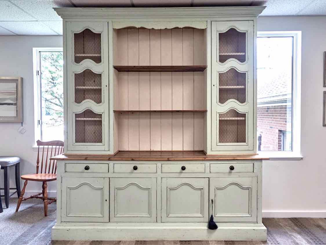 French Country Two Piece China Cabinet in Light Blue