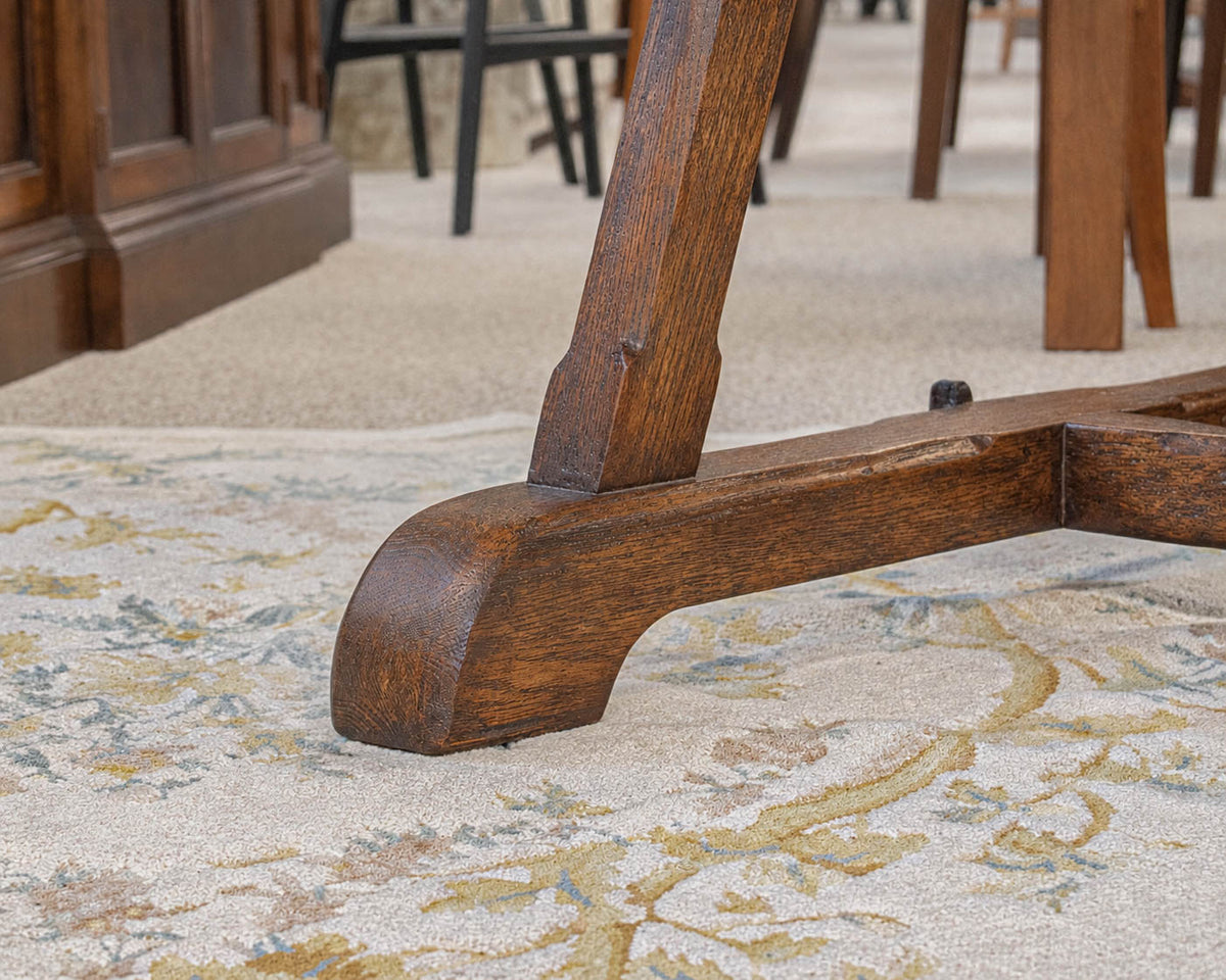English Oak Trestle Harvest Dining Table