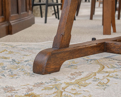English Oak Trestle Harvest Dining Table