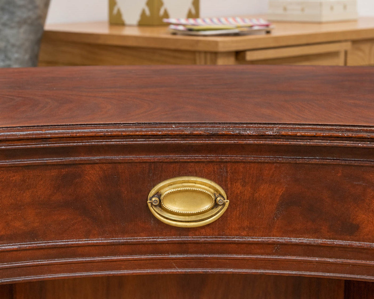 Crotch Mahogany 9 Drawer Kidney Shape Desk