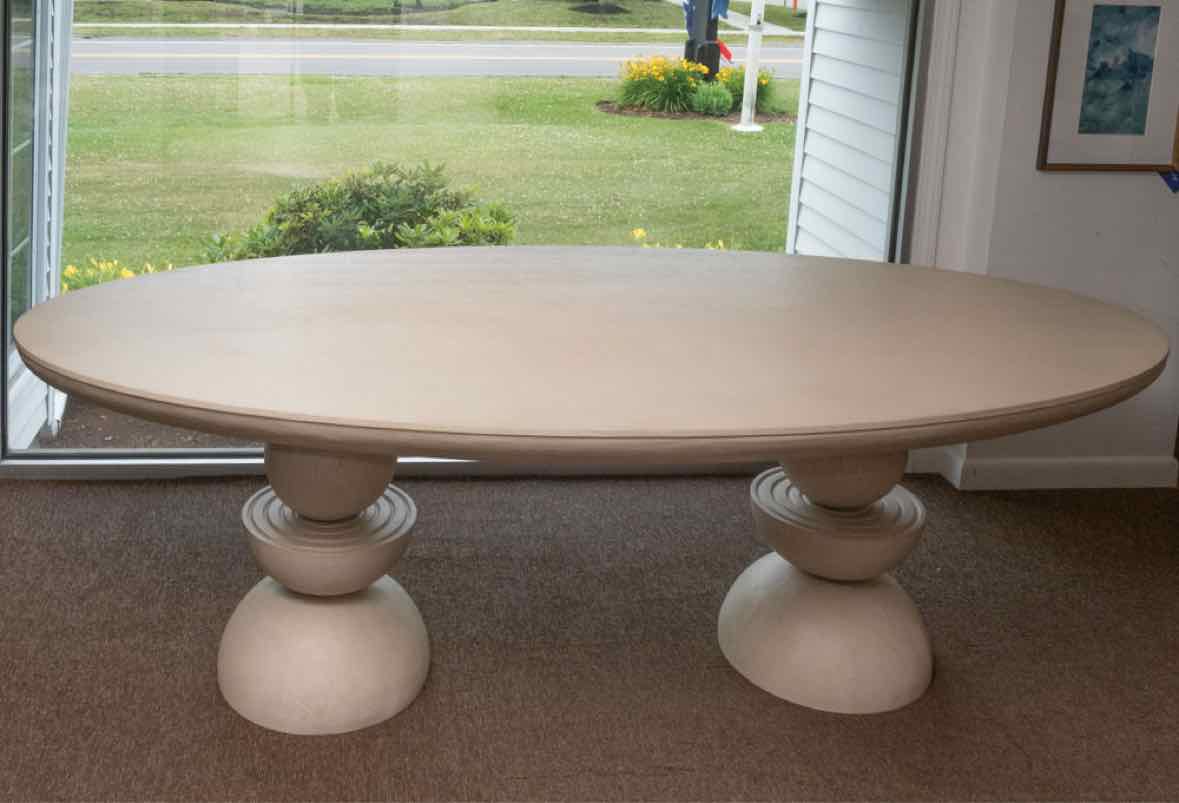Anthropologie 'Sonali' Grey Washed Finish Double Pedestal Dining Table