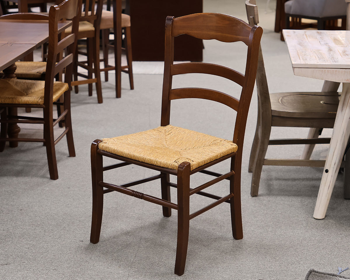Farmhouse Extending Dining Table in Dark Oak with Set of 8 Ladder Back Chairs