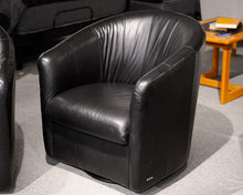 Pair of Natuzzi Barrel Leather Chairs