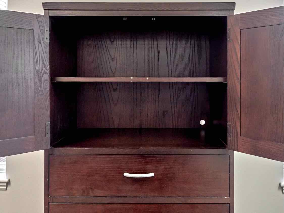 Ethan Allen Door Chest with Drawers in Espresso Finish Oak