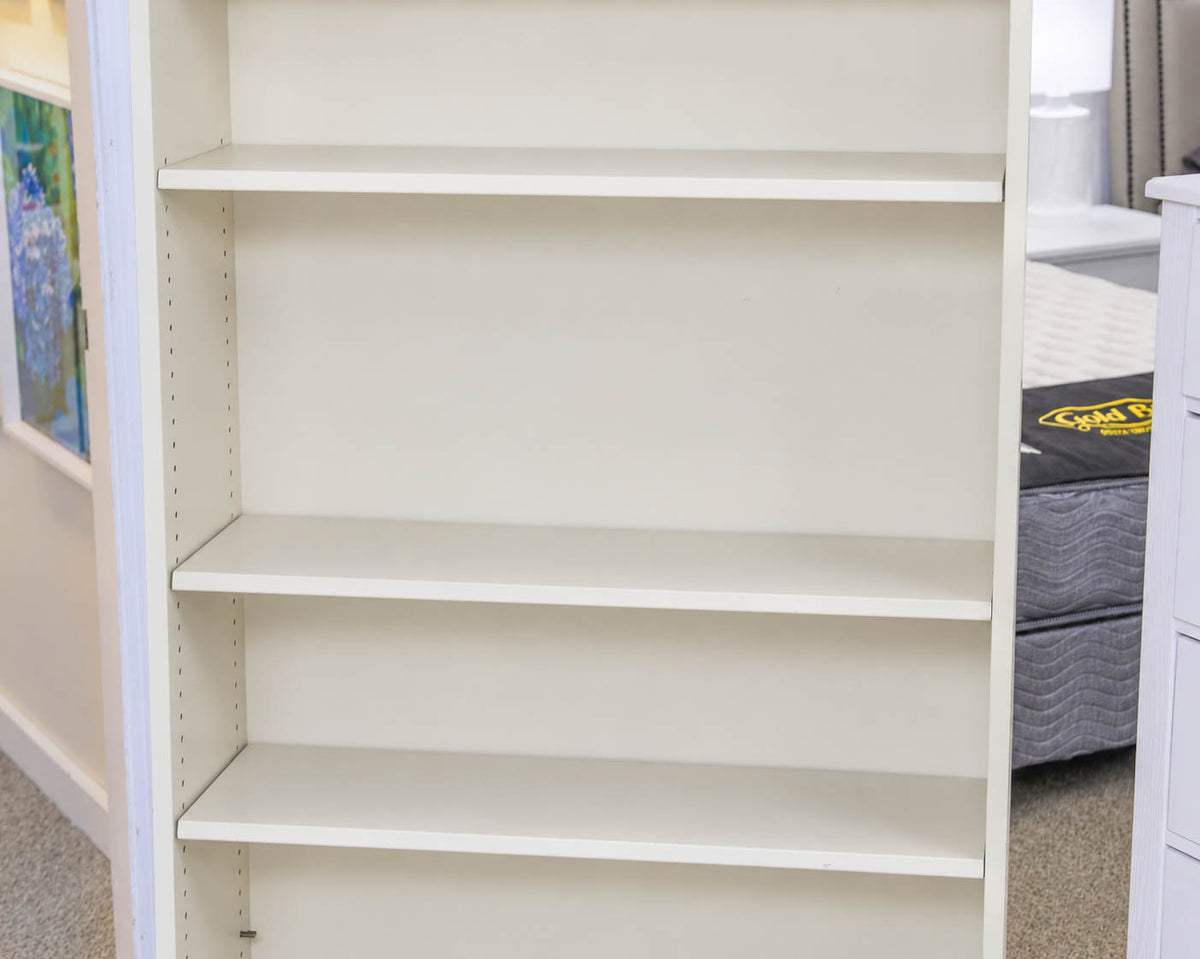 Solid Wood Bookcase in Off White Finish with 3 Adjustable Shelves