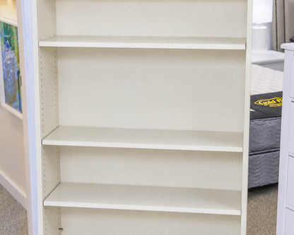 Solid Wood Bookcase in Off White Finish with 3 Adjustable Shelves