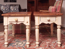 Pair Of Ethan Allen  Pine Plank Top 1 Drawer Cream Finish Side  Table