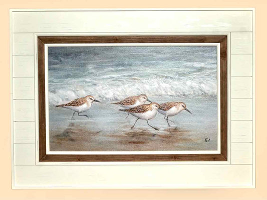 Textured Print 'Beach Buddies'i in  Shiplap Style  Frame