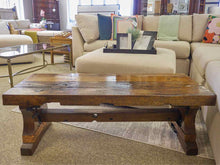 Rustic Solid Oak Cocktail Table With Copper Accents
