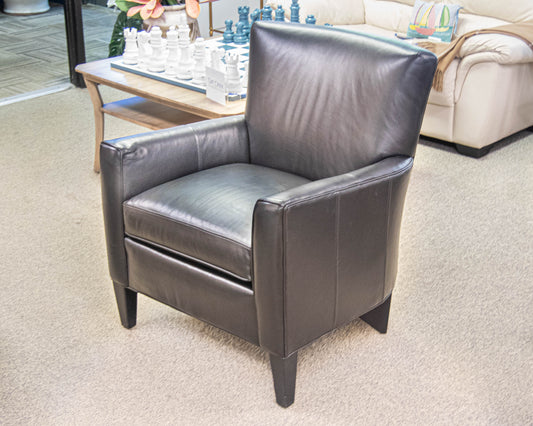 Pair of Ethan Allen Collin Leather Chairs in Black