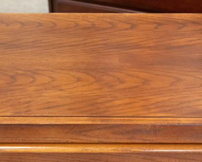 Pair of Thomasville Oak Campaign Style Nightstands