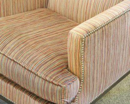 Pair of Studio H by Holly Hunt Chairs in Striped Velvet on Dark Finish Legs