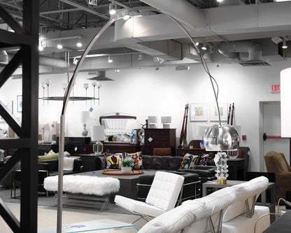 Contemporary Arch Floor Lamp in Chrome with Marble Base