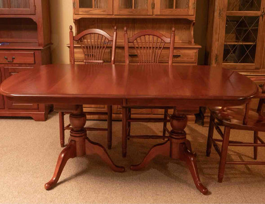 LeMieur Cherry Double Pedestal  Table & (6) Chair Set in Russet Finish