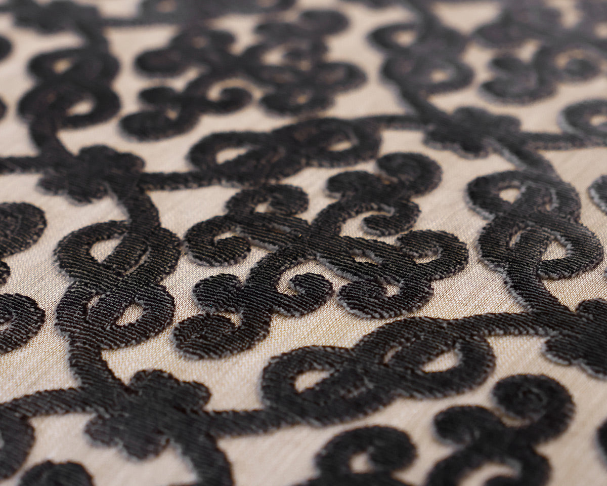 Chaises Lounge in Cut Velvet Scroll Pattern