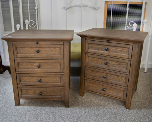 Pair of Pottery Barn Hudson Nightstands in Hewn Oak Finish