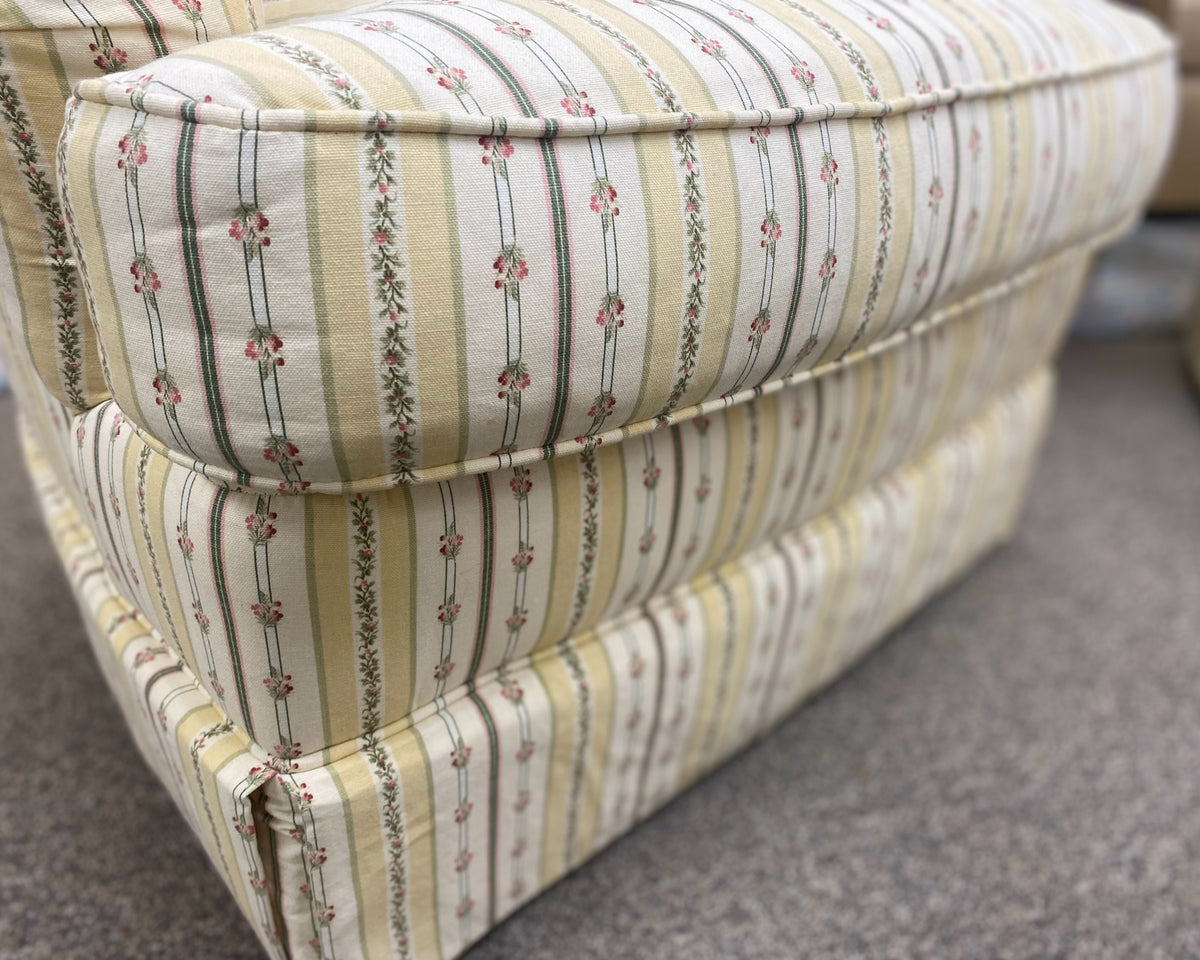 Pair of Lee Industries Striped Floral Upholstered Swivel Chairs