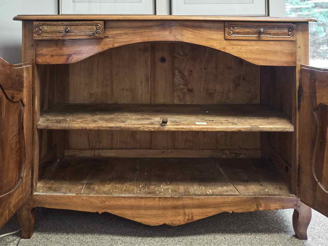 Antique Elm 2 Door Sideboard with 2 Small Drawers from France