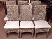 Set of 6 Whitewashed Banana Leaf Side Dining Chairs