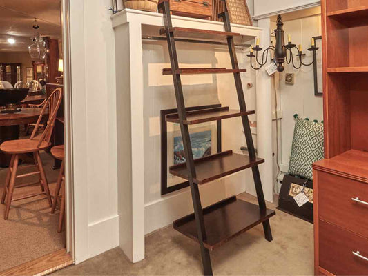Espresso Finish Leanig 5 Shelf Bookcase