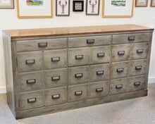 Pottery Barn Clerk's Cabinet in French Blue with Natural Finish Top