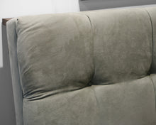 King Size Tufted Headboard in Light Sage Green Microsuede