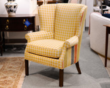 Yellow Houndstooth Wingback Chair