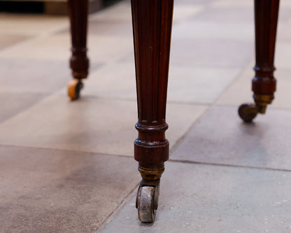 Set of 12 Custom Maison Grohe Upholstered Mahogany Dining Chairs on Casters