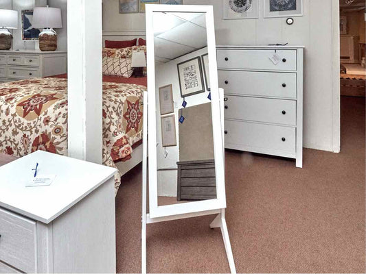White Finish Cheval Mirror