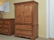 Vaughan Bassett Oak 2 Door 2 Shelf 3 Drawer Brass Handles Chifferobe Chest