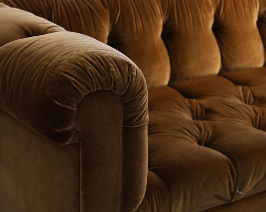 Velvet Tufted Chesterfield Sofa and Ottoman